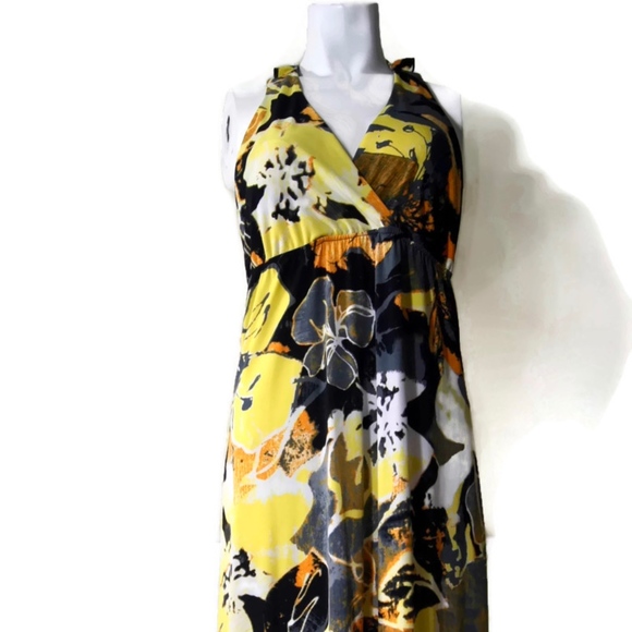 Fave' Multi-Color Maxi Dress Mid Ruffle RacerBack - Picture 1 of 8